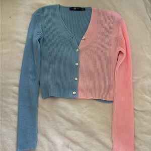 ASOS Blue and Pink Ribbed Cardigan